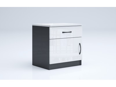 Κομοδίνο LEO 1 (ανθρακίτη στιλπνό /λευκό στιλπνό)